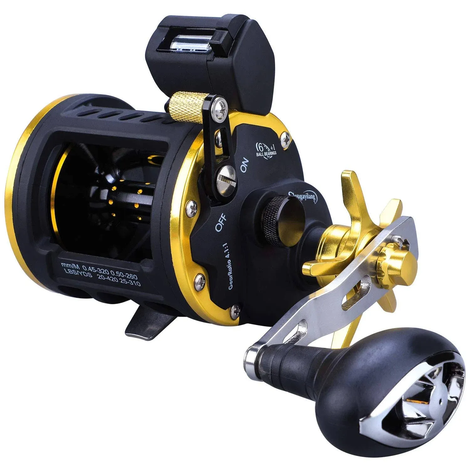 Sougayilang Line Counter Fishing Reel Conventional Level Wind Trolling Reel