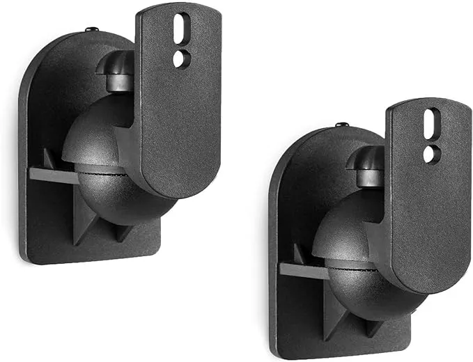 Wali Speaker Wall Mounts, Bookshelf Speaker Wall Mount Brackets, Surround Sound Speaker Mounts, Hold Up to 7.7 lbs, SWM202, 2 Pack, Black