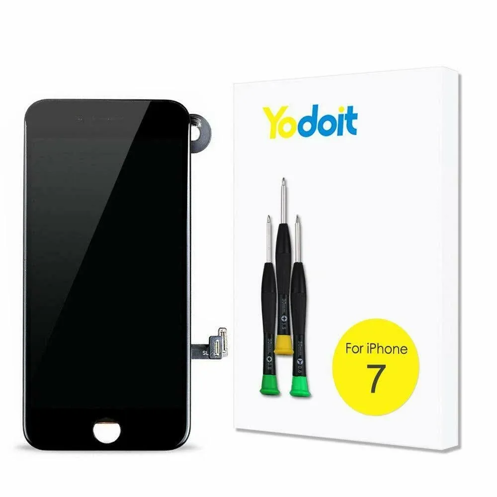 Yodoit for iPhone 7 Screen Replacement Black with Front Camera, Earpiece Speaker ...