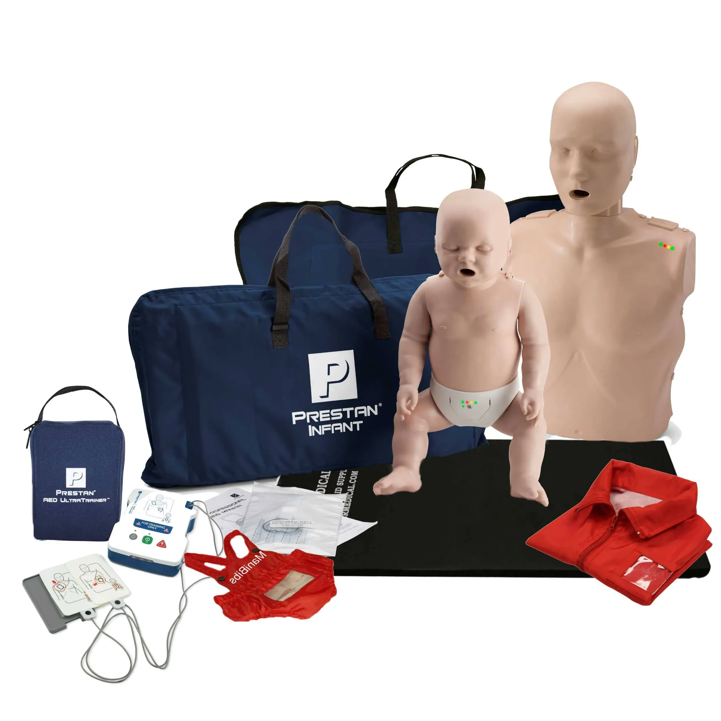 MCR Medical Prestan Adult and Infant CPR Manikin Kit with Feedback, Prestan UltraTrainer, and MCR Accessories