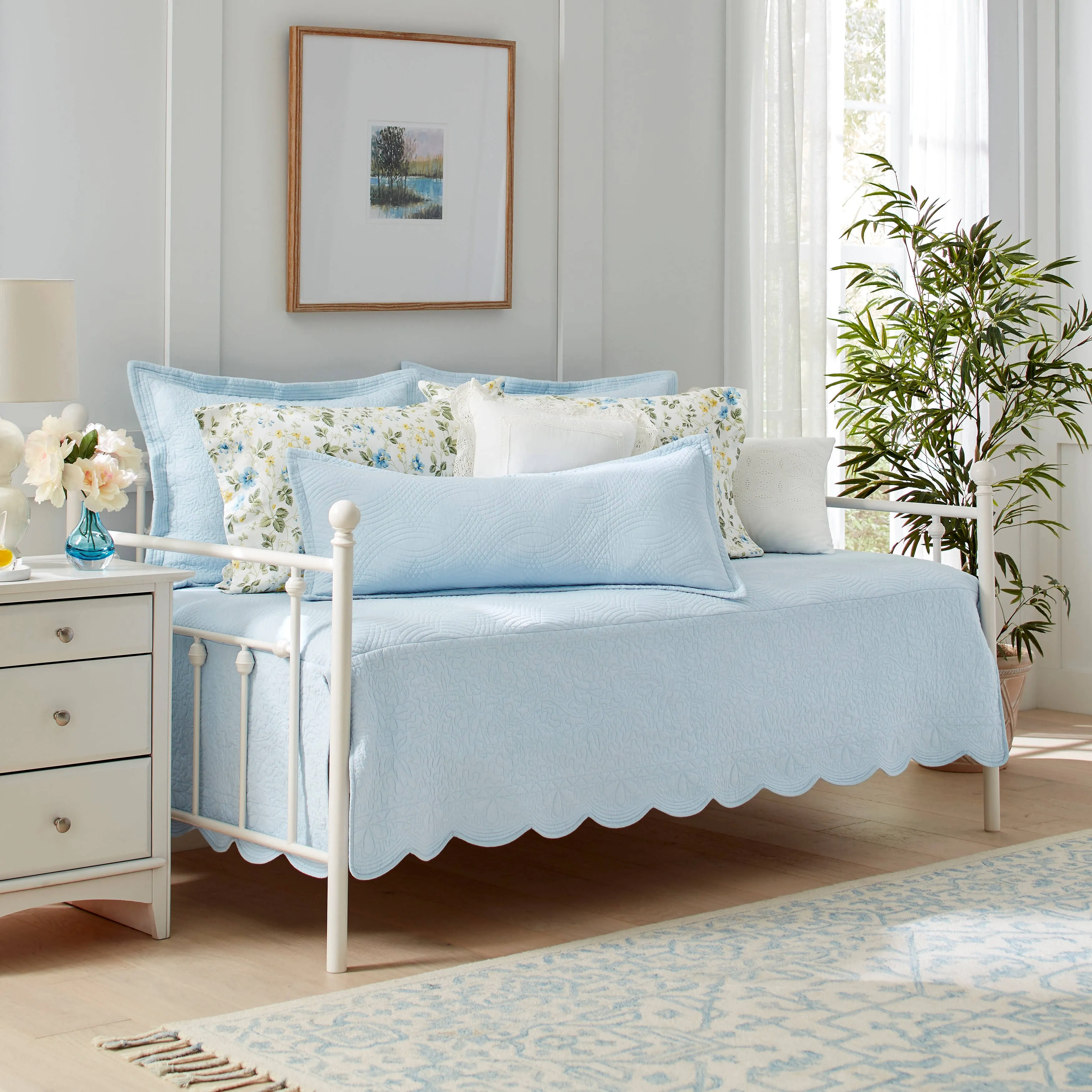 Laura Ashley Solid Trellis Cotton Daybed Set