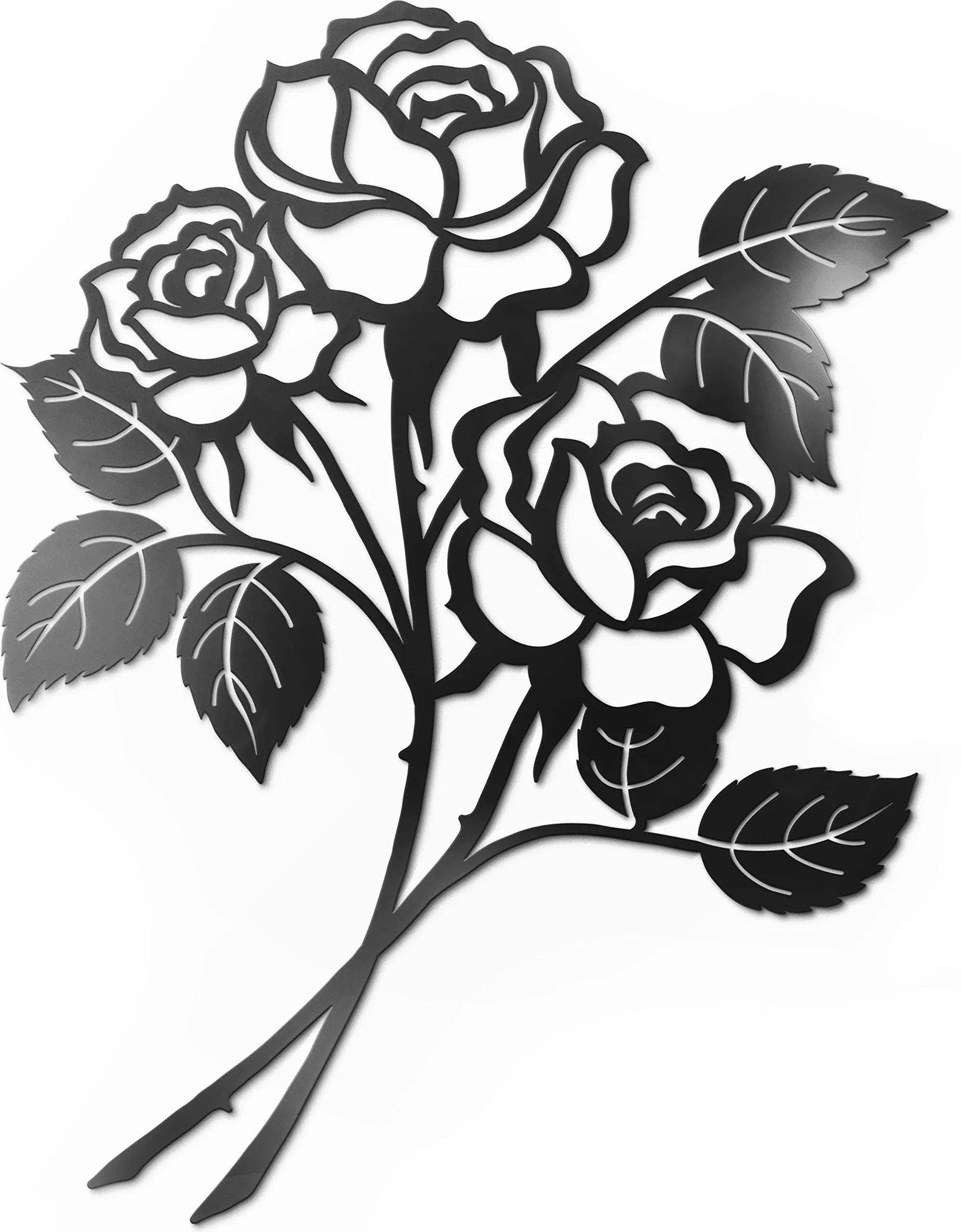 Rose Wall Decor Black Metal Art - Rose Flower Wall Decor Black Metal Wall Decor