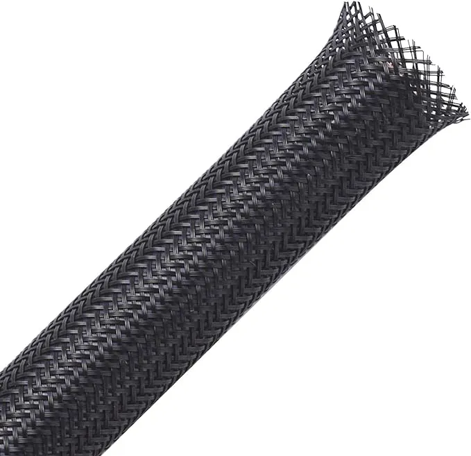 100ft - 1 inch Pet Expandable Braided Sleeving Black Alex Tech Braided Cable Sleeve