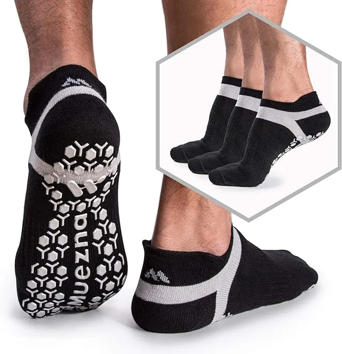 Muezna Men&#039;s Non-Slip Yoga Socks, Anti-Skid Pilates, Barre, Bikram Fitness Hospi