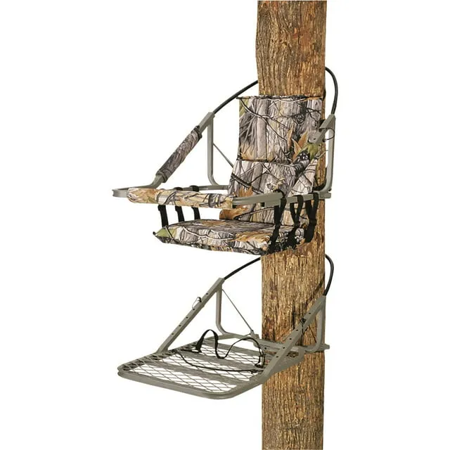 Extreme Deluxe Climbing Tree Stand for Hunting with Seat and Foot Platform, Deer