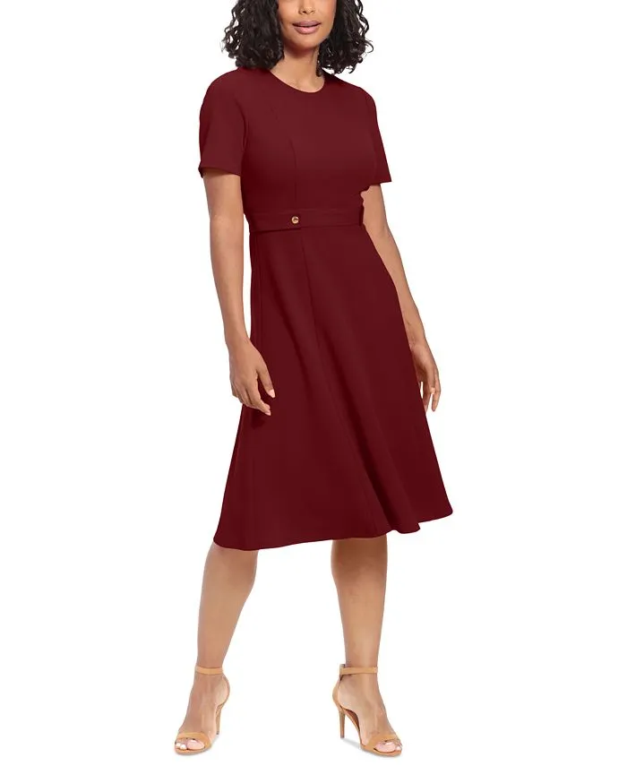 Women's Puff-Sleeve Tab-Detail Fit & Flare Dress
      
          Women's Puff-Sleeve Tab-Detail Fit & Flare Dress