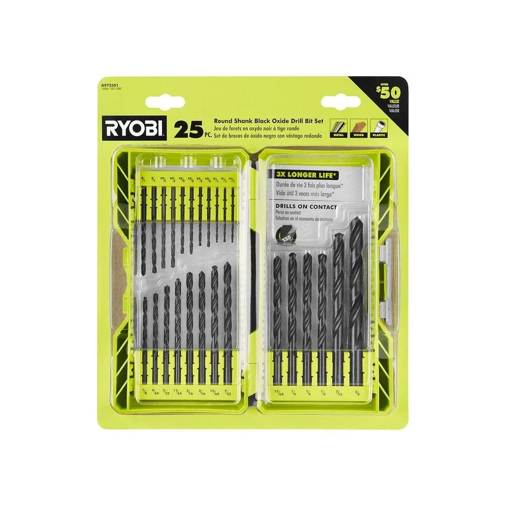 Ryobi - A972501 - Black Oxide Round Shank Drill Bit Set - 25-Piece