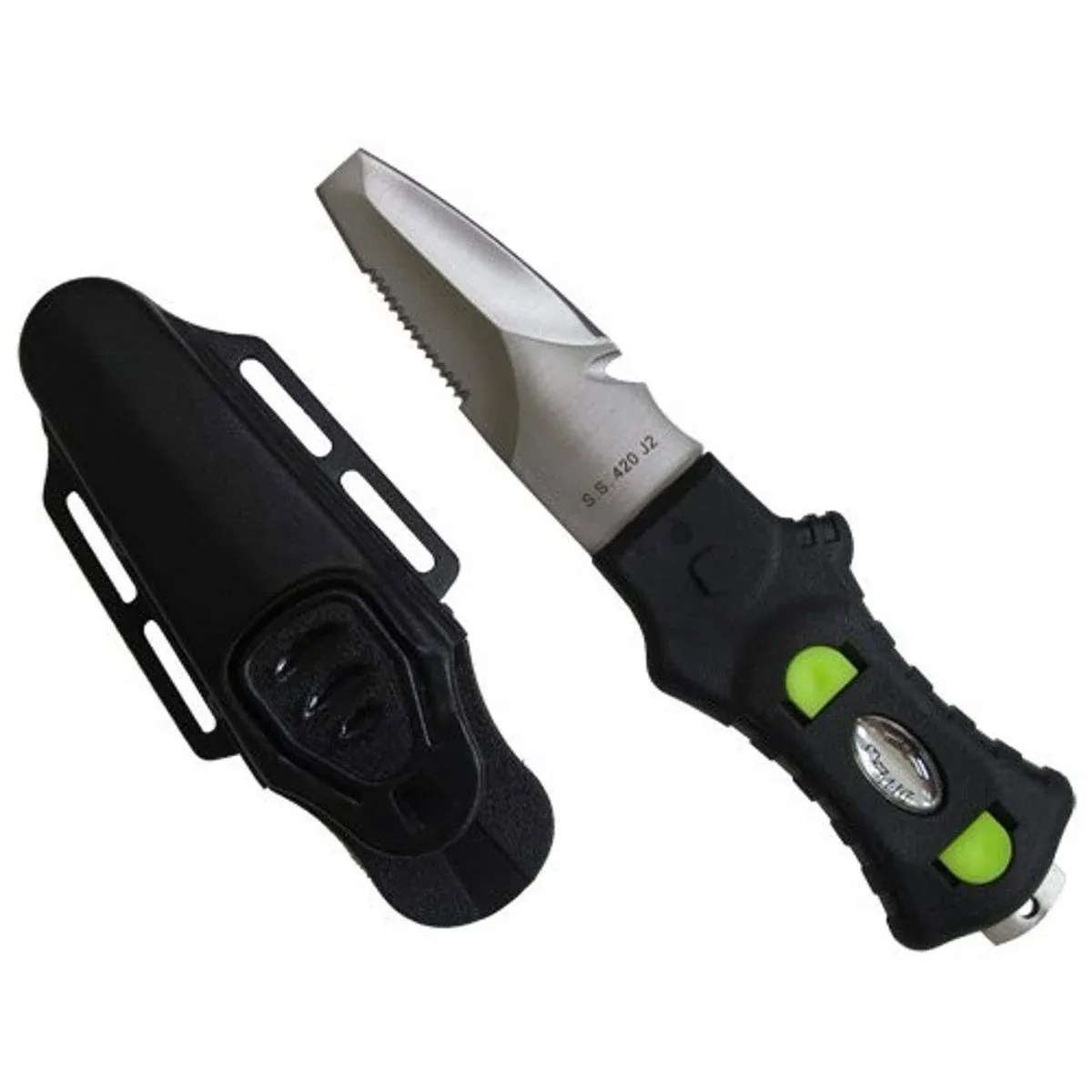 Scuba Diving Compact Black Stainless Steel Blunt Tip BCD Knife