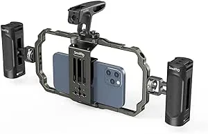 SmallRig Universal Phone Video Rig Kit for iPhone 16 15 14 13 12 Pro Max, Aluminum Handheld Phone Cage with Handles, Video Stabilizer Rig for Vlog Videography Live Streaming