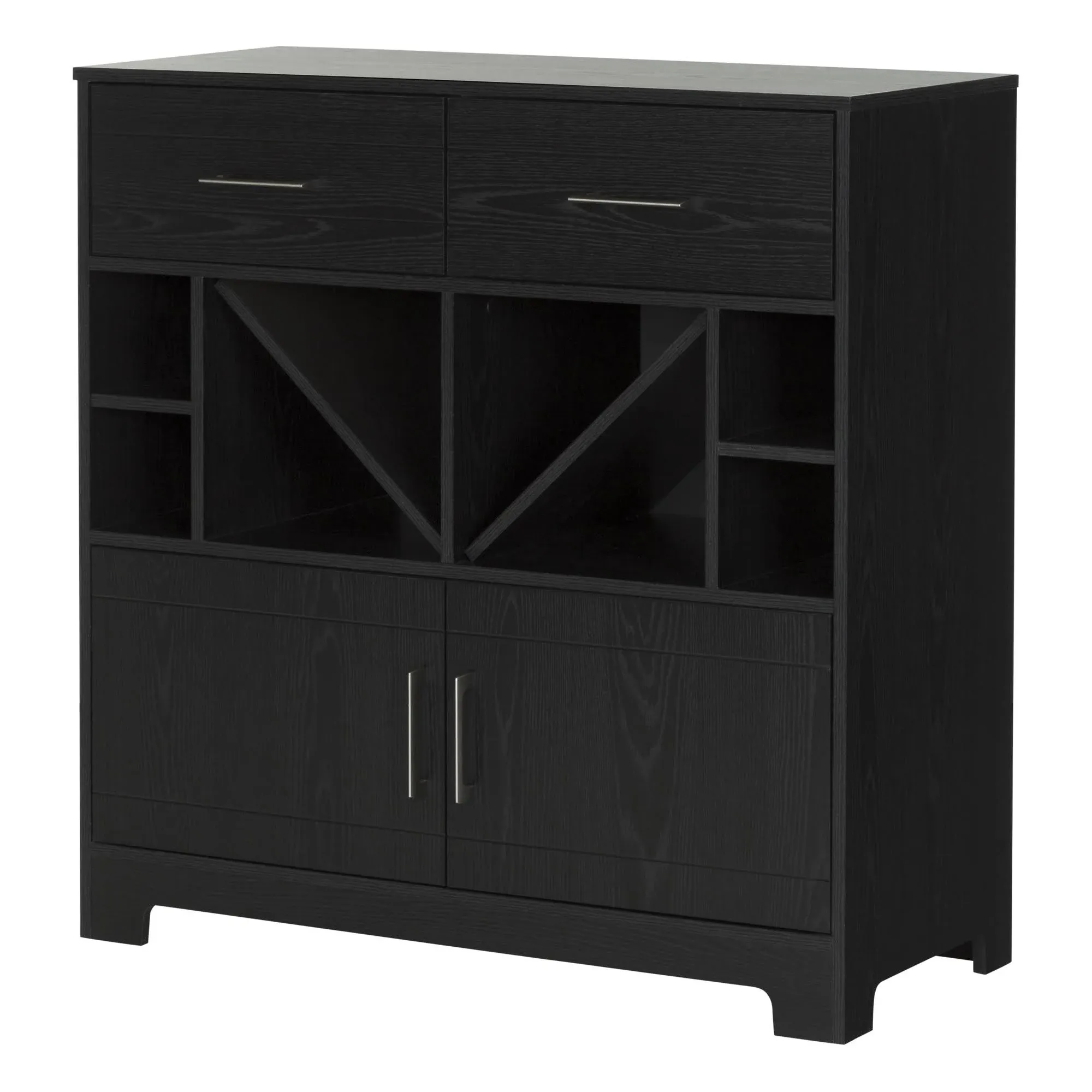 South Shore Vietti Bar Cabinet with Bottle Storage and Drawers - Gray Maple