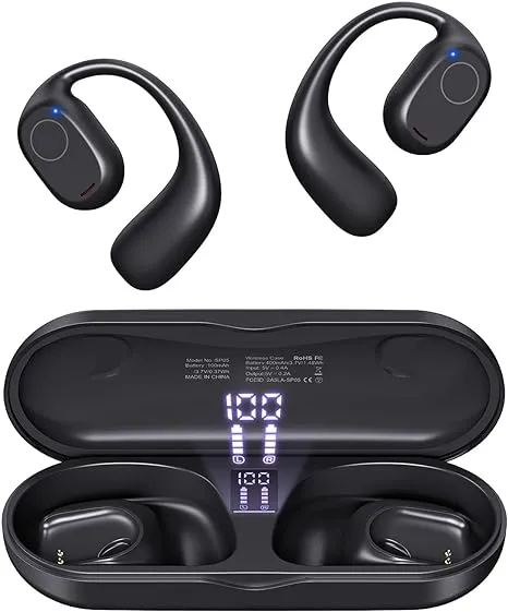 Open Ear Headphones, Bluetooth 5.3 Wireless Air Conduction Headphones Black