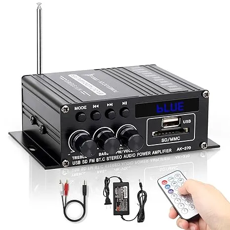 AK-370 Bluetooth Amplifier 20W+20W with Remote Control Function 2.0 Channels ...