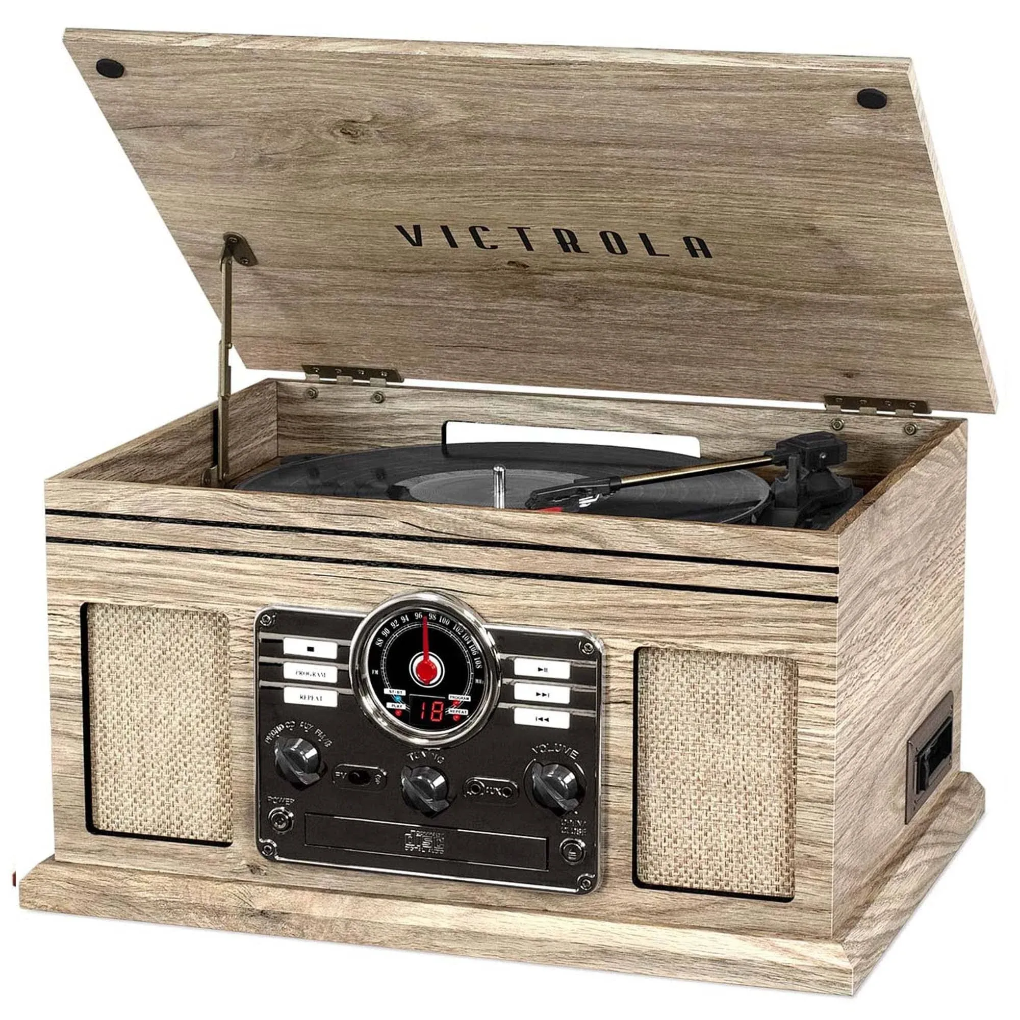 Victrola 6-in-1 Nostalgic Bluetooth Record Player with 3-Speed Turntable - Farmhouse Oatmeal