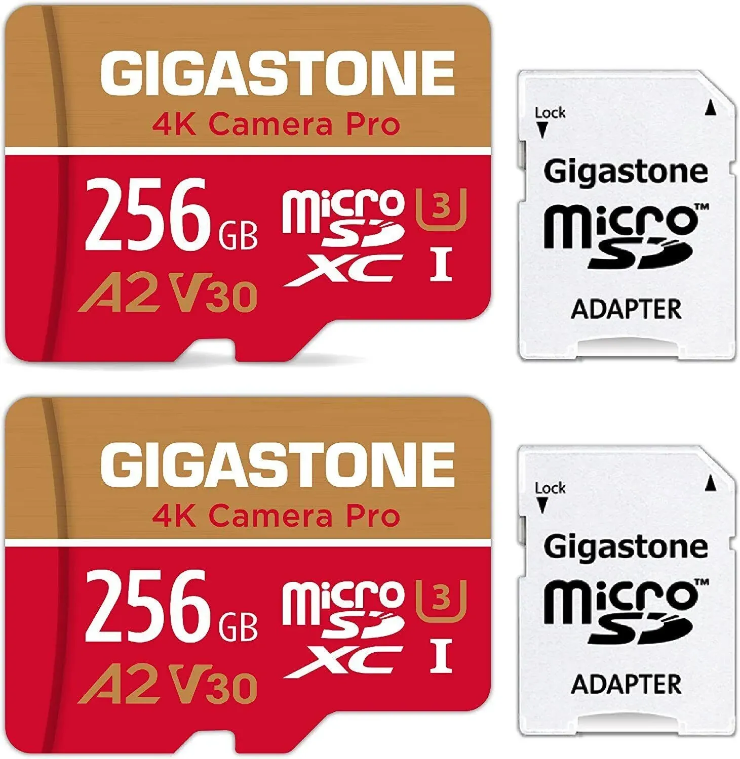 [5-Yrs Free Data Recovery] Gigastone 256GB 2-Pack Micro SD Card, 4K Camera Pro ...