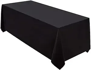 Surmente Tablecloth 90 x 132-Inch Rectangular Polyester Table Cloth for Weddings, Banquets, or Restaurants (Black) ………