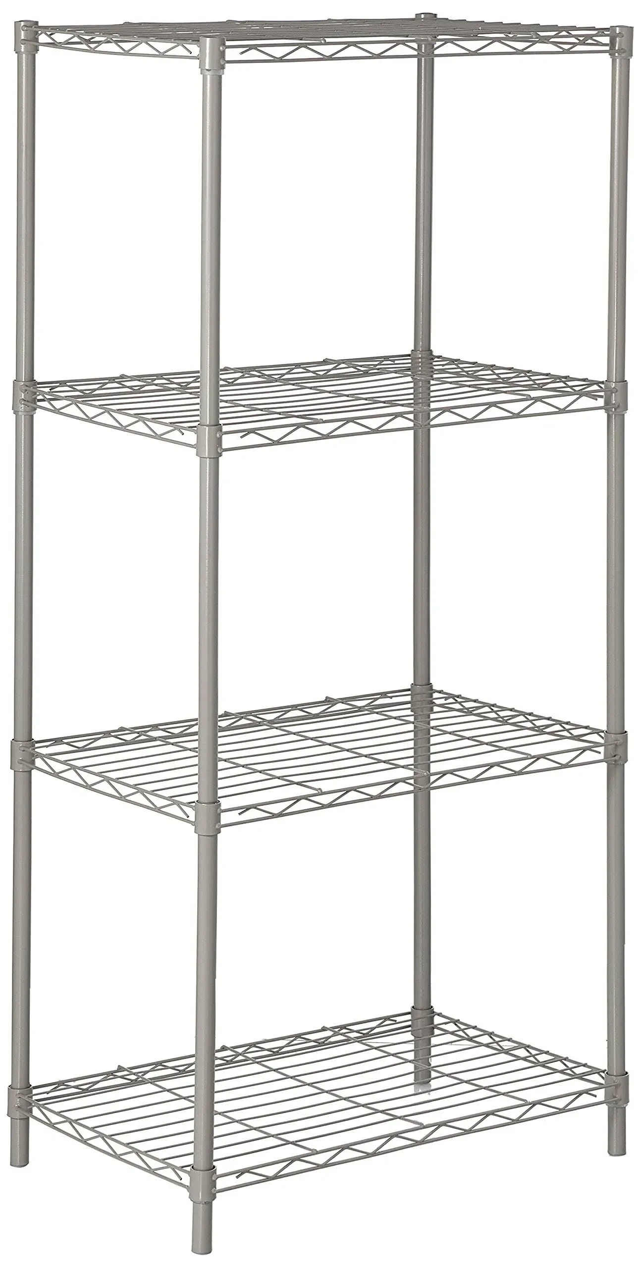 Home Basics 13.8"W X 21"D X 46.5"H 4-Shelf Wire Freestanding Shelves, Grey