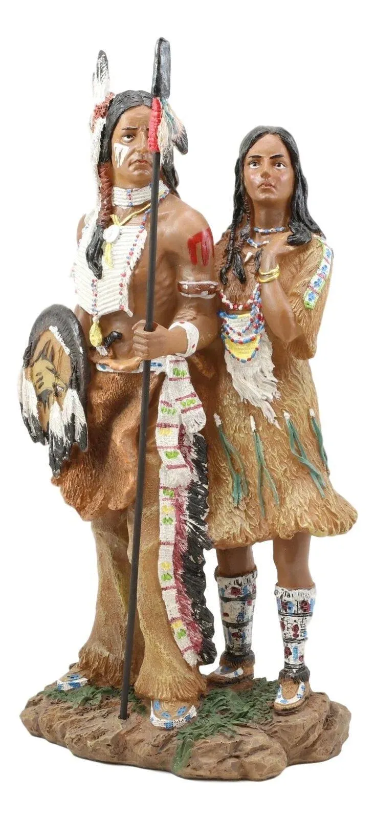 Ebros Gift Colorful Hand Painted Proud Tribal Native American Indian Couple Stat