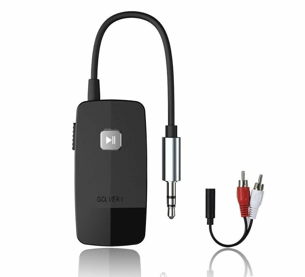 Golvery Upgraded Bluetooth 5.4 Receiver for Speaker, Wireless Audio Adapter for Home Audio Car Stereo with 3.5mm RCA Jack, 20 Hours Playtime, Dual Connection to 2 Phones, Easy Control ON/Off Slider