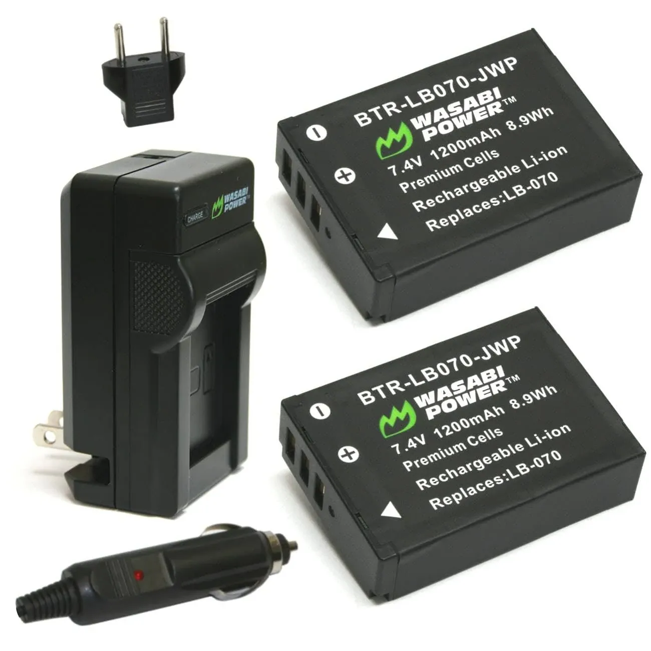 Wasabi Power Battery (2-Pack) and Charger for Kodak LB-070