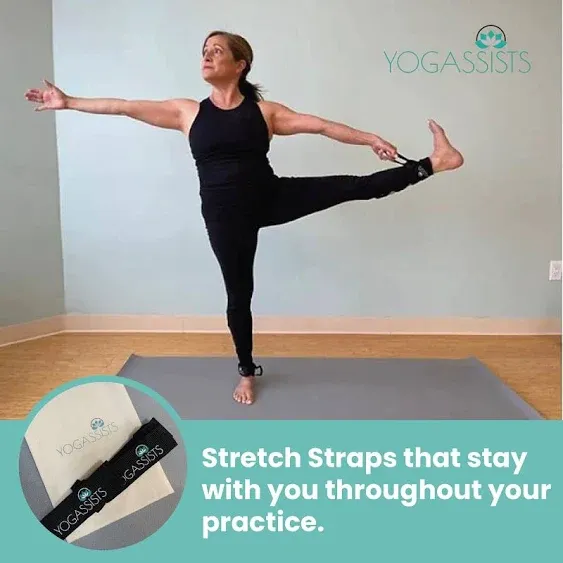  Stretch Straps for Yoga &amp; Stretching - Increase Reach &amp; Hold Poses Longer - 