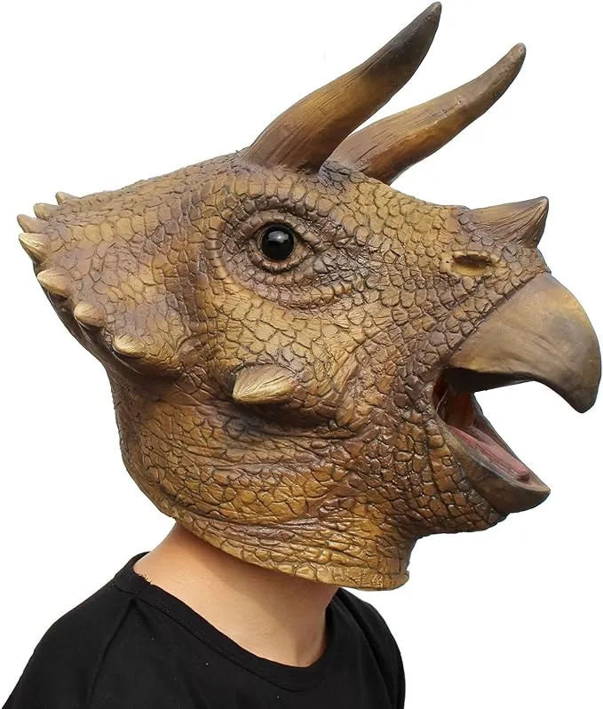 PartyCostume - Triceratops Mask - Halloween Latex Animal Head T-Rex Jurassic ...