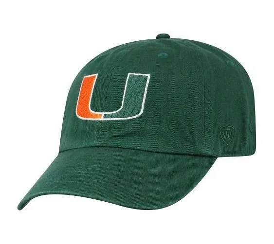 "Top of the World Miami Hurricanes Men's Adjustable Relaxed Fit Team Icon hat, One Size"