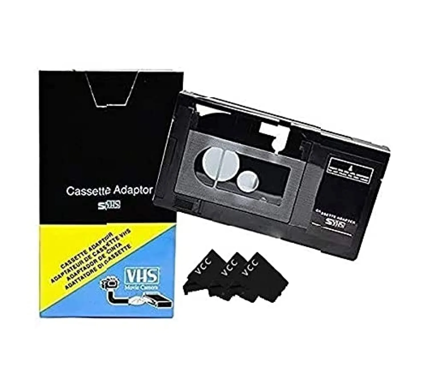 Motorized VHS-C to VHS Cassette Adapter for SVHS Camcorders JVC RCA Panasonic + 3 VCC Micro-Fiber Cloth Not Compatible with 8mm/MiniDV/Hi8 Tapes