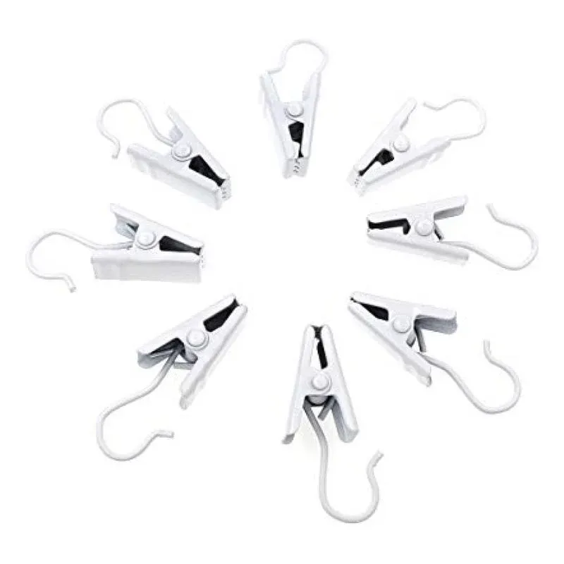 Small White Curtain Clips - 100 Pack Stainless Steel Metal String Party Awnin...