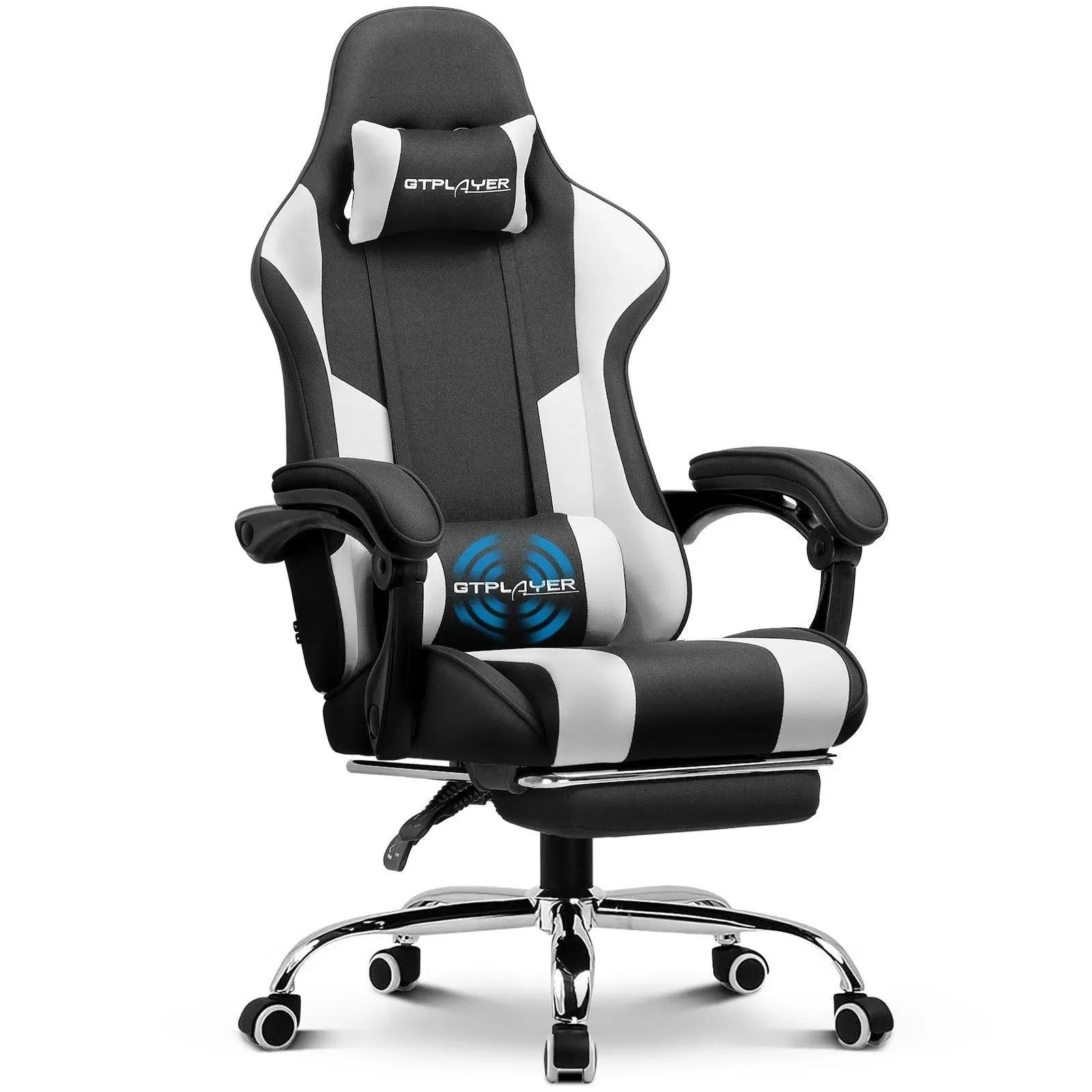 GTPLAYER Gaming Chair, Computer Chair with Footrest and Lumbar Support, Height Adjustable Game Chair with 360°-Swivel Seat and Headrest and for