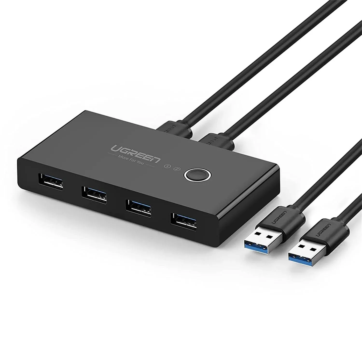 UGREEN USB 3.0 4-Port Switch with 2 Pack USB Male Cable