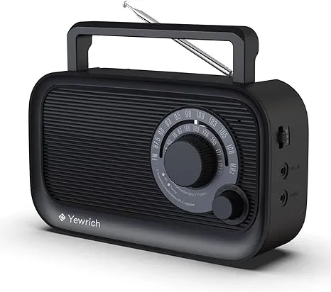 Am FM Radio with Best Reception, Bluetooth Speaker Portable Radio, DSP Plug in Wall Radio Battery Operated or AC Power with Headphone Jack, Large Tuni