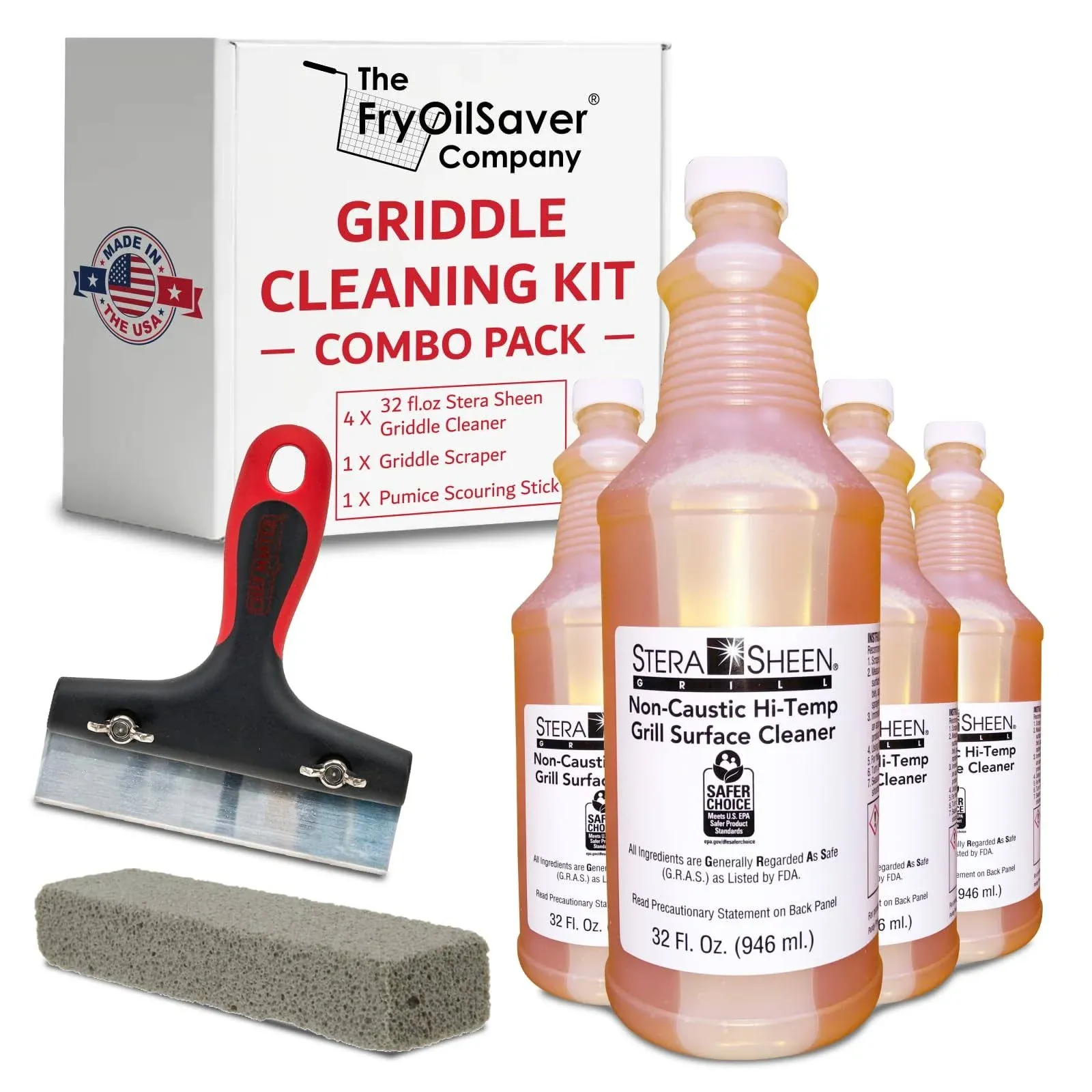 The FryOilSaver Comp Stera-Sheen Griddle & Flat Grill Surface Cleaner, Case of 4 ...