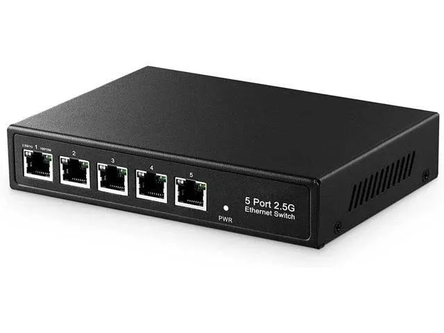 Binardat 5 Port 2.5g Switch, 5 x 2.5 Gigabit RJ-45 Base-T Ports, Metal Unmanaged ...