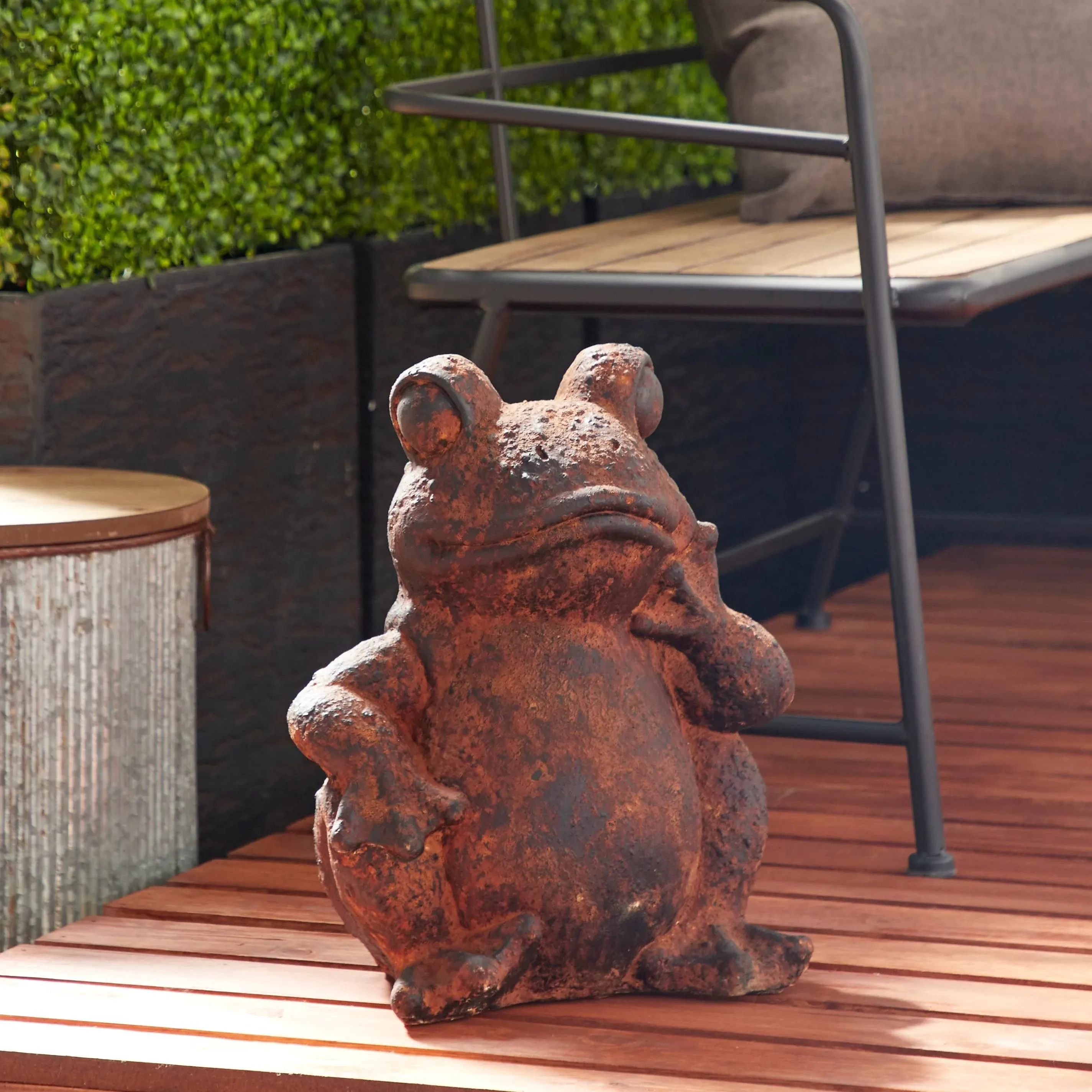 Rust Magnesium Oxide Frogs Garden Sculpture, 16 x 13 x 10 - Eclectic - Garden Statues And Yard Art - by Brimfield & May | Houzz