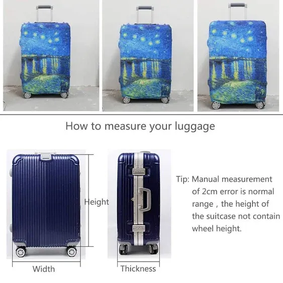 TRAVEL KIN Thickened Luggage Cover ，Washable Travel Gear Cover，18/24/28/32 Inch Suitcase Spandex Protective Cover (L(25"-28" luggage), Starry Night Over the Rhone)