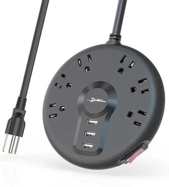 Power Strip, 6 Outlets and 3 USB Ports 6.5FT Long Extension Cord, Circle Sock...