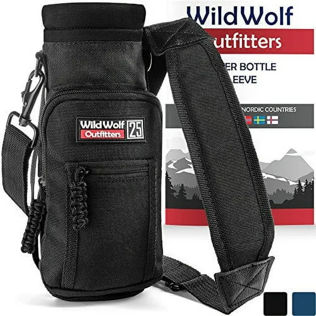 WILD WOLF OUTFITTERS Water Bottle Holder Insulative (25 oz, Black)