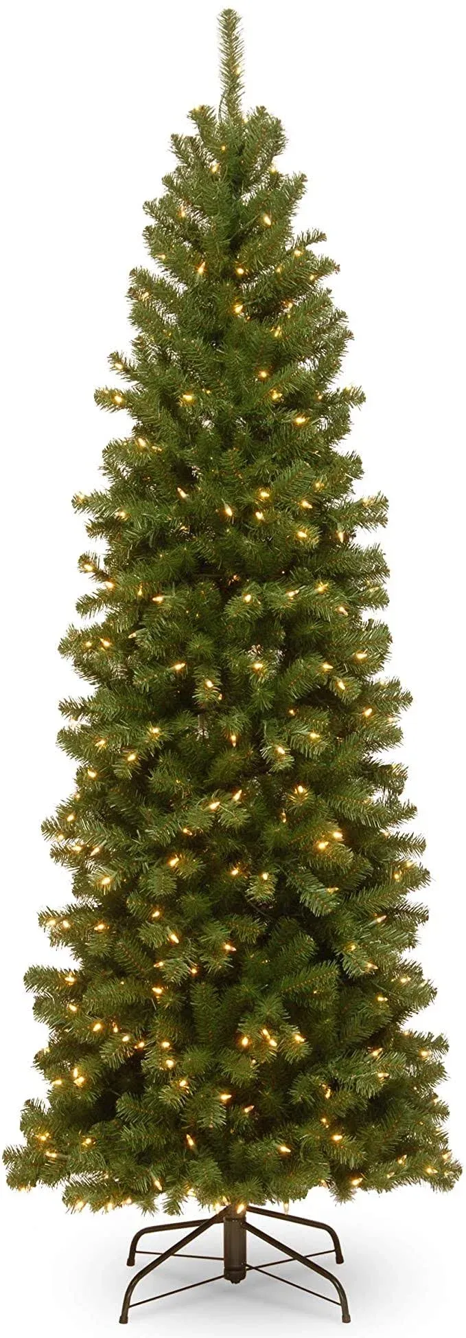 National Tree 7' North Valley Spruce Pencil Slim Tree with Clear Lights