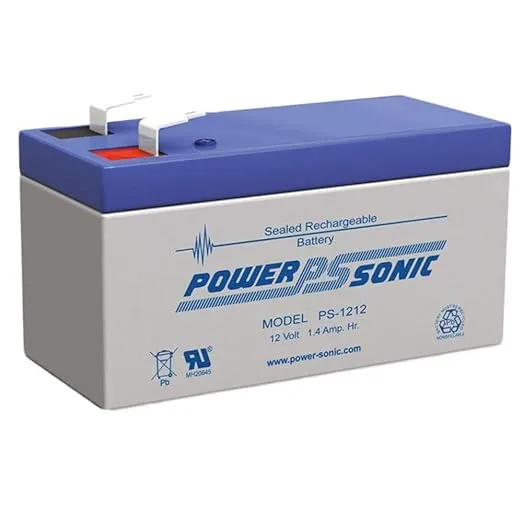 Power-Sonic Rechargeable Sealed Lead Acid Battery PS-1212 12V 1.4 AH @ 20-hr. 12V 1.3 AH @ 10-hr, Gray case - Blue top (PS-1212F1)