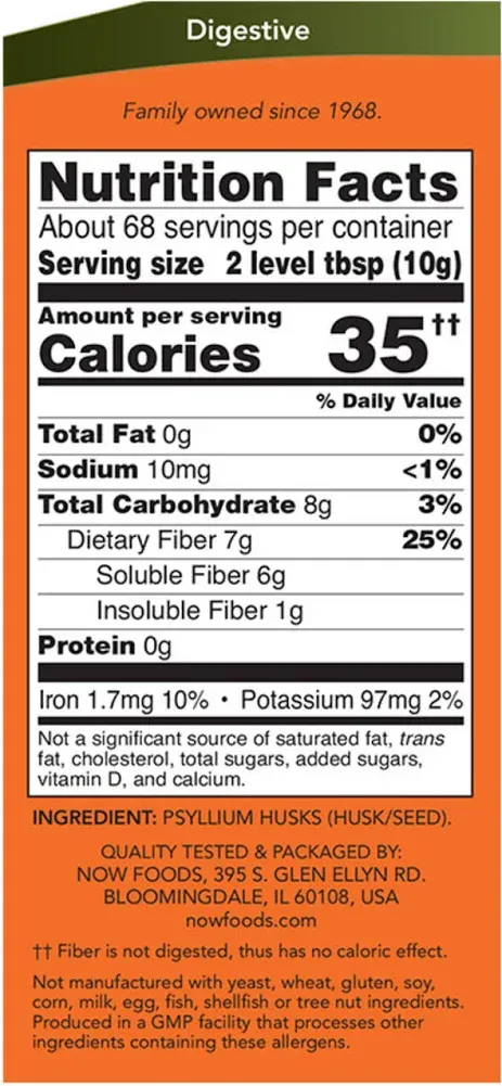 Now Foods Psyllium Husks Whole - 24 oz.