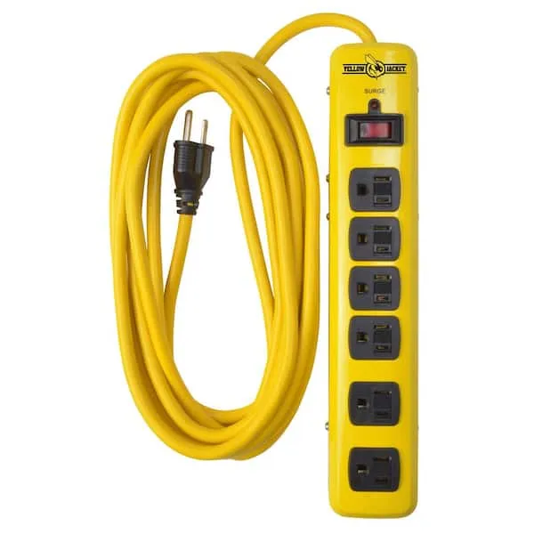 Yellow Jacket 5138N 1440 Joules 15 Ft. Cord 6-Outlet Metal Surge Protector Strip