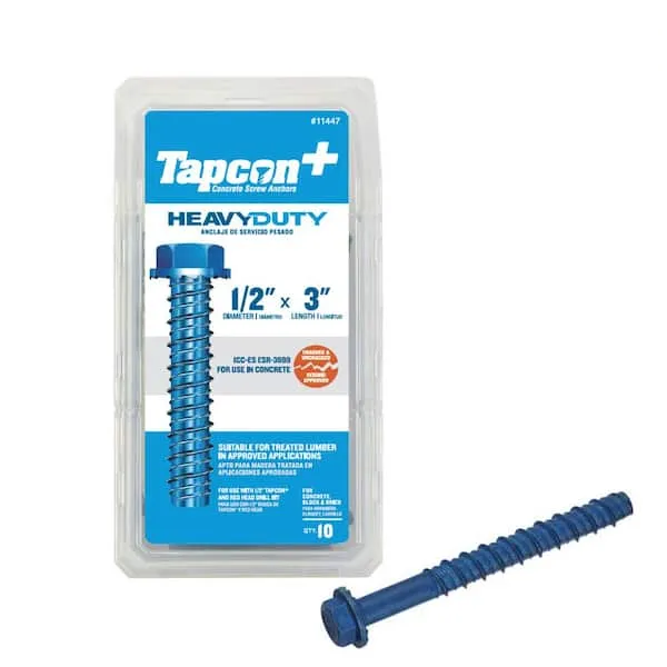 Tapcon 10-Pack 3-in x 1/2-in Concrete Anchors