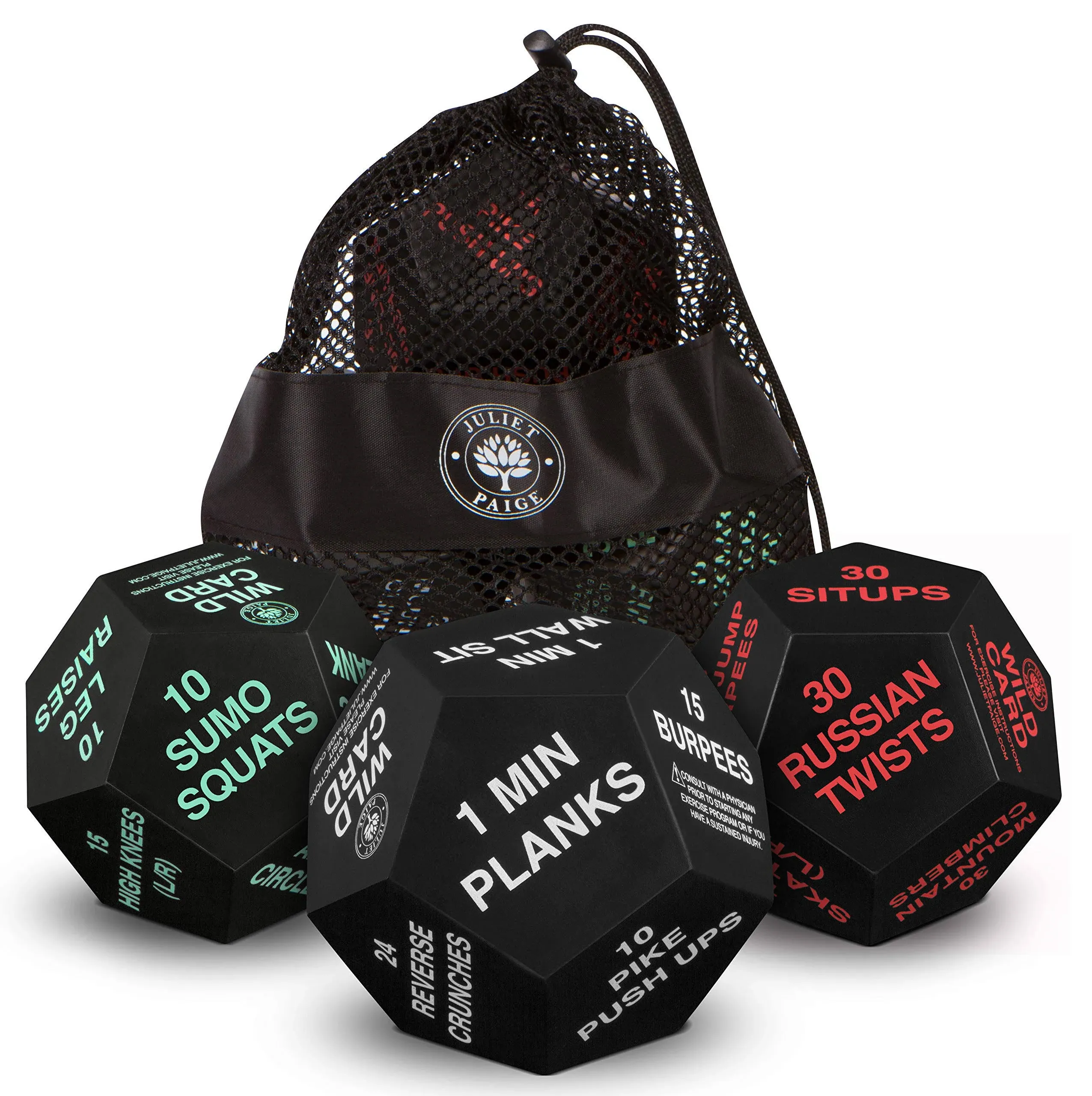 Juliet Paige Exercise Dice for Home Fitness, Workouts, WOD, Cardio, HIIT, Sports