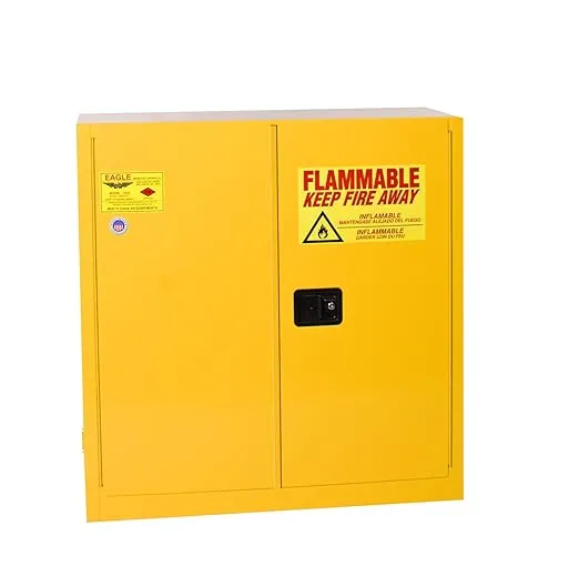 Eagle 30 Gallon Steel Flammable Liquid Storage Cabinet, 1 Shelf, 2 Manual Closing Doors for Gasoline Storage, Yellow, 1932X