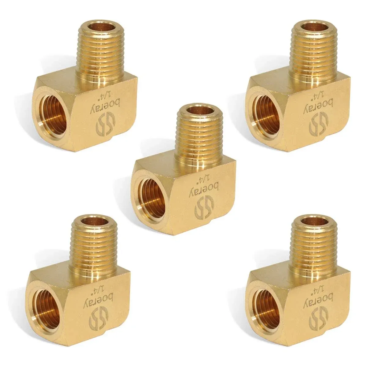 5PCS Brass Fitting,1/4&#034; NPT Male Pipe, 1/4&#034; NPT Female 90 Degree Barstock Street