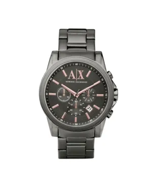 "Men's Chronograph Gunmetal Gray Stainless Steel Bracelet Watch 45mm"