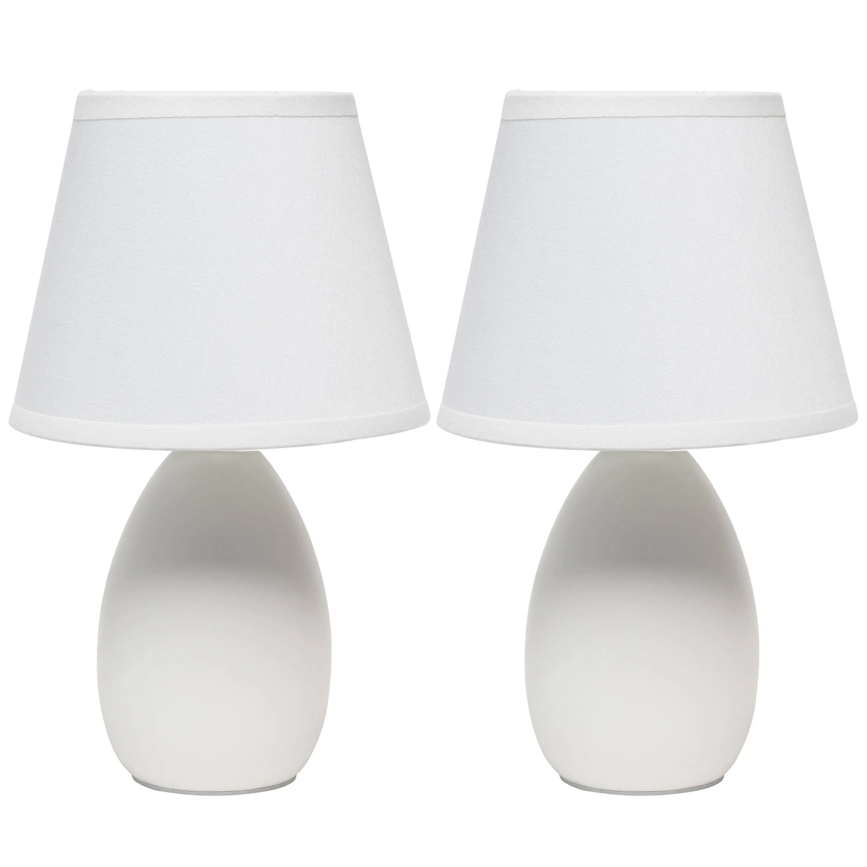 Simple Designs Mini Egg Oval Ceramic Table Lamp 2 Pack Set - Blue