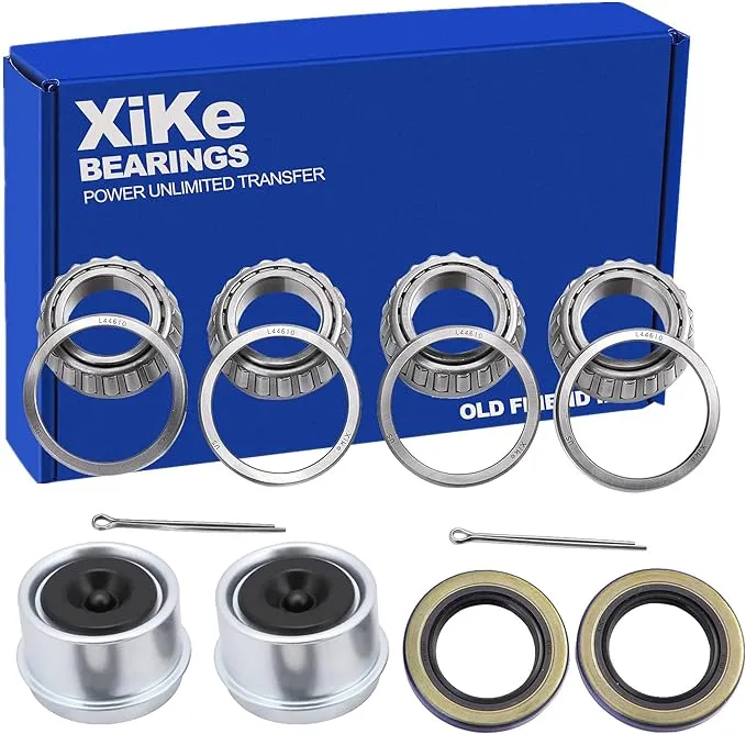 XiKe 2 Set Fits for 1'' Axles Trailer Wheel Hub Bearings Kit, L44643/L44610 and 12192TB Seal OD 1.980'', Dust Cover and Cotter Pin, Rotary Quiet High Speed and Durable.