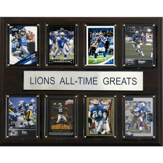 Detroit Lions NFL All Time Greats 8 Card Player Plaque 12&#034; x 15&#034; Barry Sanders