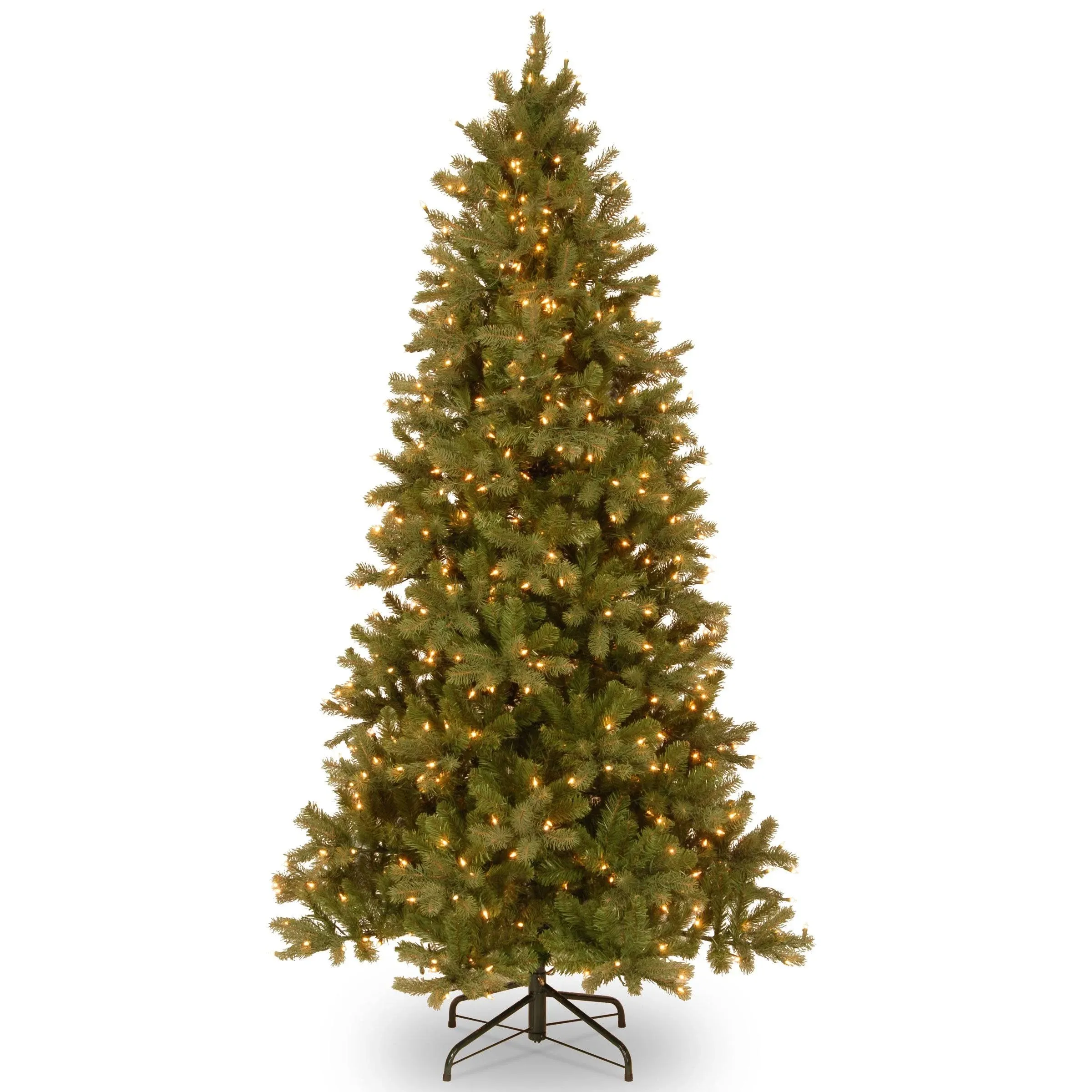 National Tree Company 7-1/2 ft. Feel Real Downswept Douglas Slim Fir Hinged Artificial Christmas Tree with 600 Clear Lights PEDD1-323-75